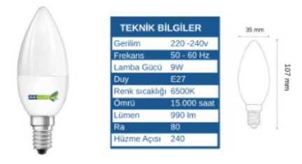 AKLIGHT 7W LED Mum Ampul Beyaz