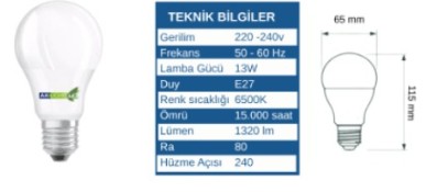 AKLIGHT 13W LED Ampul Beyaz