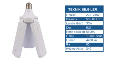 AKLIGHT 30W LED Pervane Ampul